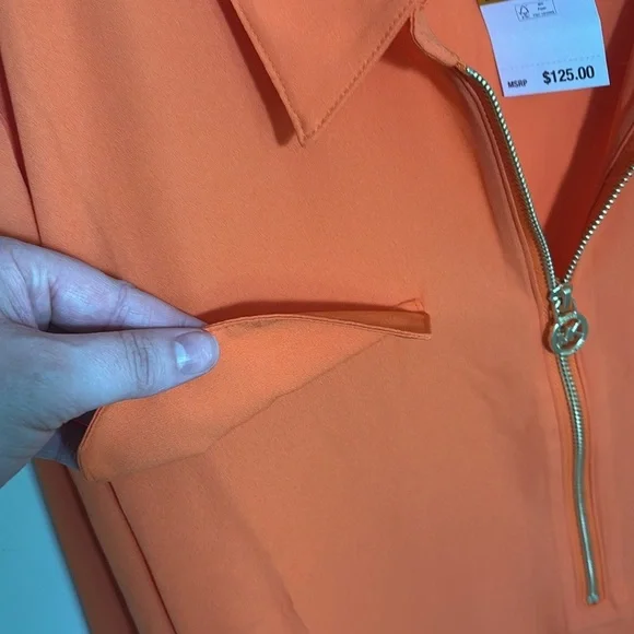 Michael Kors Orange Long Sleeve Collar Blouse - Picture 5 of 7